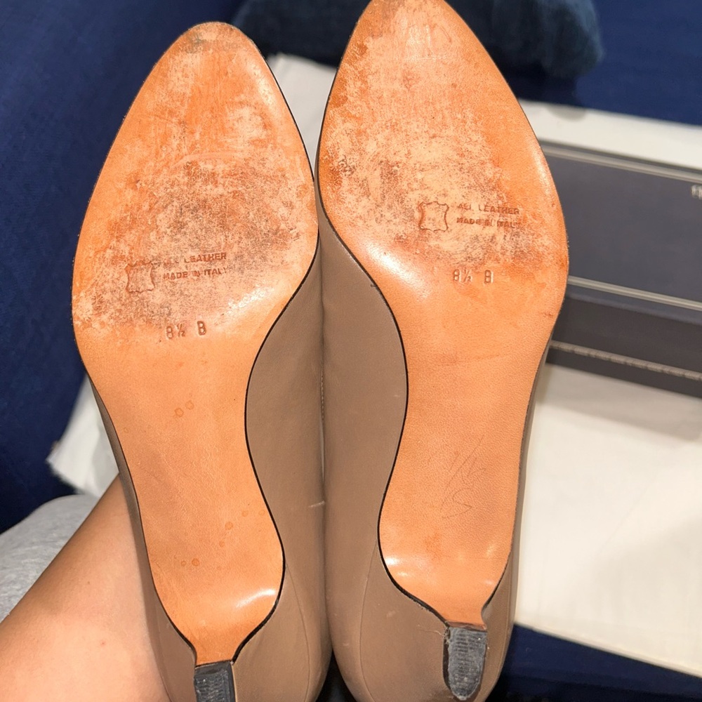 Tan Low Heels- All leather Made in Italy